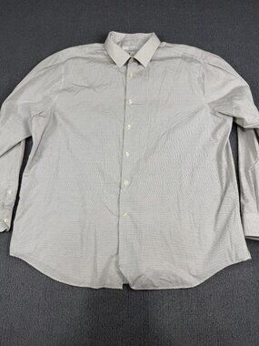 Perry Ellis Portfolio Mens White Black Button-Up Long Sleeve Shirt XXL